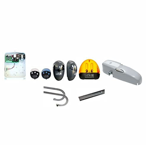 Kit de motor para puertas basculantes garaje B09 230 V para puertas de hasta 10 m2, 2 brazos curvos, larguero, centralita T011S, 2 mandos a distancia, fotocélulas, intermitente Tecno Automazione