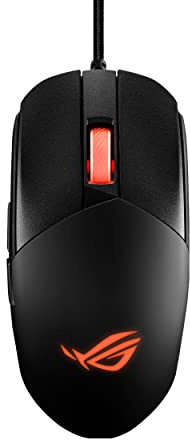 ASUS ROG Strix Impact III Gaming-Maus, semi-beidhändig, kabelgebunden, leicht, 12000 DPI Sensor, 5 programmierbare Tasten, austauschbare Schalter, Paracord-Kabel, FPS-Gaming-Maus, Schwarz
