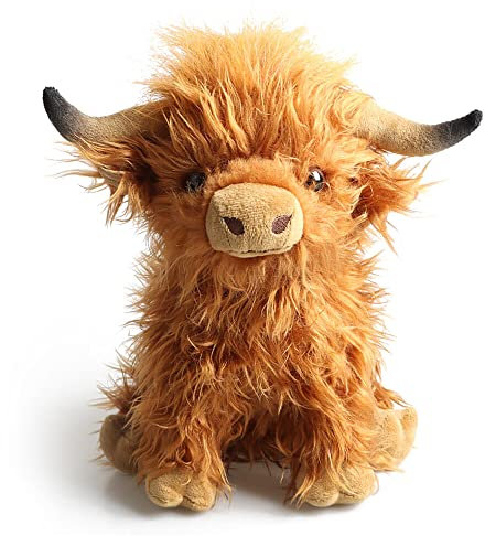 CJBIN Highland Cow Soft Toy Plush Toy, Hochlandrind Kuscheltier, Kuh Plüschtier, Highland Cow Plüschtier Realistischer, Plüschtiere, Süße Kuscheltiere, Schlafendes Plüschtier Geschenke Für Kinder