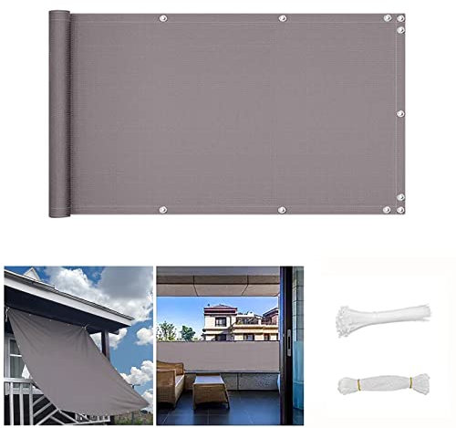 QINGLV Sichtschutz Balkon 60x700cm Balkonverkleidung Blickdichte UV-Schutz Und Wetterfest Balkonverkleidung Wetterfest Für BalkongeläNder Garten -Grau