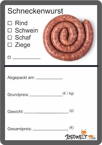 Metzger Etiketten zur Kennzeichnung von Fleisch 6 x 9 cm Schneckenwurst (50)