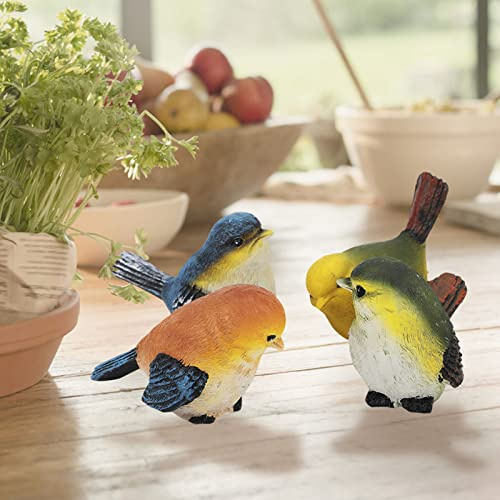 Gavigain 4 Vögel Deko Figuren lebensecht Harz Vogel Tierfigur Niedlich Gartendeko Figuren Vögel Deko für Balkon, Garten, Wintergaren, Teich