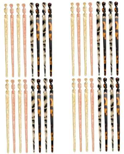 Beaupretty 32pcs Retro Tortoise Shell Hair Stick Women Hair Pin Bun Holder Elegant Acetate for