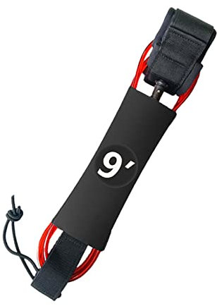 Aymzbd Surfbrett Leine, Elastisches Surf Bein Fußseil, Gerade Stand Up Paddle Board Leine, Starke Paddle Board Knöchelriemen Surf Leine für Paddleboard, Floß, Rot, 9ft