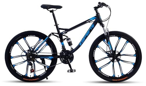 26 Zoll Mountainbike, 24-Gang Fahrrad MTB mit Vollfederung, MTB Dirt Bike für Städte, Arbeitswegen, Reisen in Bergen,26-10/Spokes