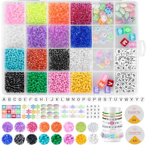AiQInu 3mm Perlen Für Armbänder, Buchstabenperlen, Armbänder Selber Machen Mit Perle, Perlen Zum Auffädeln Perlen Set Für Diy Bracelet Making, Feiertage, Partys, Weihnachten