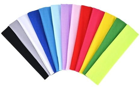 Sport Stirnbänder Schlank,12 PCS Sport-Haarband Slim Dick Rutschfest Elastisch Stirnbänder Silikon Griff Schweißbänder Anti Rutsch Haarbänder für Frauen Männer Unisex Jogging Yoga Fußball