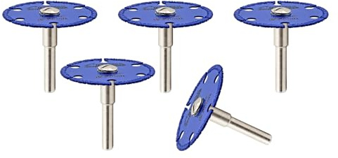 SHDIATOOL Disco de corte de diamante 50mm,Disco de corte de metal Hoja de sierra Disco abrasivo para tubo de acero Hierro Barra de refuerzo Ángulo de acero con 6MM mango redondo 5pcs