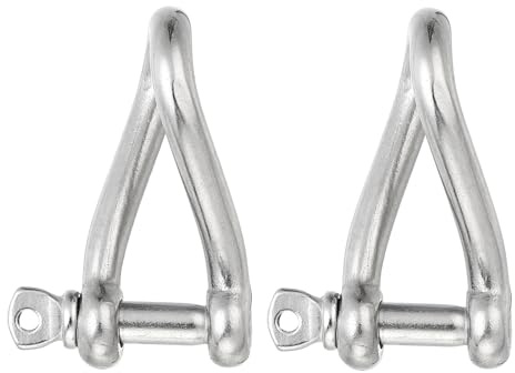 PATIKIL 316 Edelstahl-Dreh-Schäkel 5/16 8mm, 2er Pack 661 lbs Tragfähigkeit Schraubstift-Schäkel für Zugseile maritime Handhabungs-Zubehör