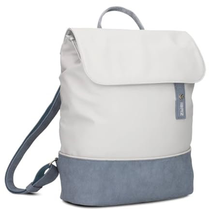 Zwei Damen City-Rucksack Jana JR13 Damenrucksack 7 Liter, sportlich-eleganter Look bicolor, DIN-A4 Größe, weiches Kunstleder, Rückenpolsterung, Hauptfach mit Reißverschluss (nubuk-sky)