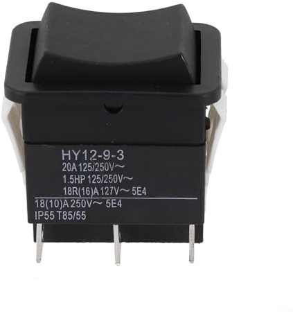 HY12-9-3 Ein-Aus-Ein-Wippschalter, 6-poliger industrieller Druckknopf, 125/250 V 18/20 A, für elektrische Haushaltsgeräte