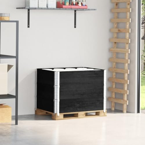 Juroupi Pallet Collars 3 pcs Black 80x60 cm Solid Wood Pine,Pallet Collars,Versatile for Storage or Raised Garden Bed,Space Saving-3295363