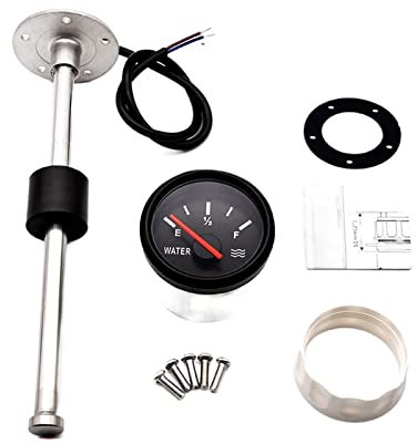 Jauge de niveau de carburant Jauge de niveau d'eau 52mm + capteur de niveau d'eau 0~190 Ohm avec rétro-éclairage rouge indicateur de niveau d'eau mètre adapté for voiture bateau Marine, pour la sur