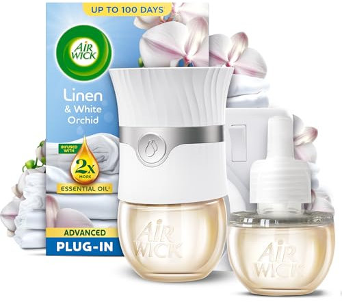 Air Wick Linen & White Orchid Advanced Electrical Plug-In Kit 19ml, Lasts for up to 100 days, Air Freshener