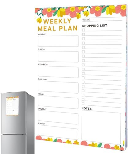 Magnetic Meal Planner, Meal Planning Notepad, Weekly Meal Planner Board, Refrigerator Memo Board, Meal Planning Memo Pad, Weekly Magnetic Meal Planner Memo Board For Refrigerator Door