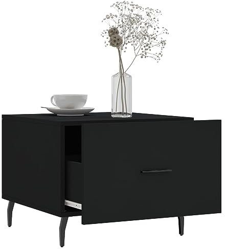 HEFZGDB Couchtisch Schwarz 50x50x40 cm Holzwerkstoff Kleiner Couchtisch Kleiner Tisch Wohnzimmer Satztische Fürs Wohnzimmer Beistelltische Fürs Wohnzimmer für Wohnzimmer Tagungsraum Innenhof Garten