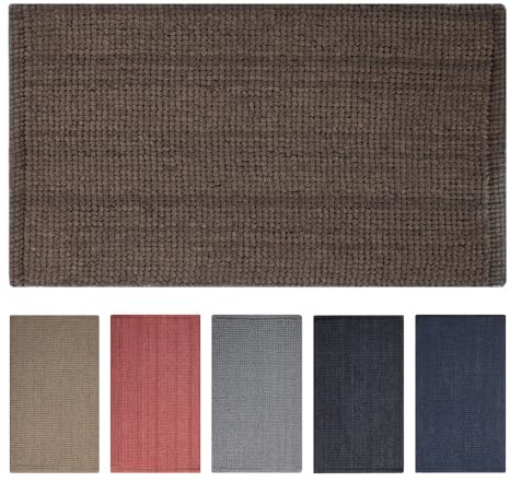 OLIVO.shop Tappeto Bagno Antiscivolo in Ciniglia, Tappetino Bagno Assorbente, Tappeto Cotone CORN (MARRONE, 60x120 cm)