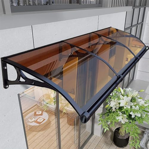 Door Canopy, Outdoor Door Canopy, Window and Door Awning, Terrace Canopy, Durable Polycarbonate Canopy, Rain and UV Protection, Snow Brown 120x390cm
