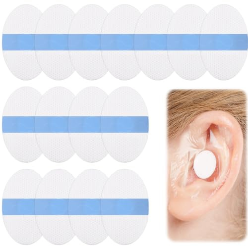 BOXOB 100pcs Autocollant Oreilles Étanche, Gel Cache Oreilles Bébé Protection Autocollant d'Oreilles avec Boule Coton pour la Natation Douche le Surf la Plongée Tuba Accessoires Sports Nautiques