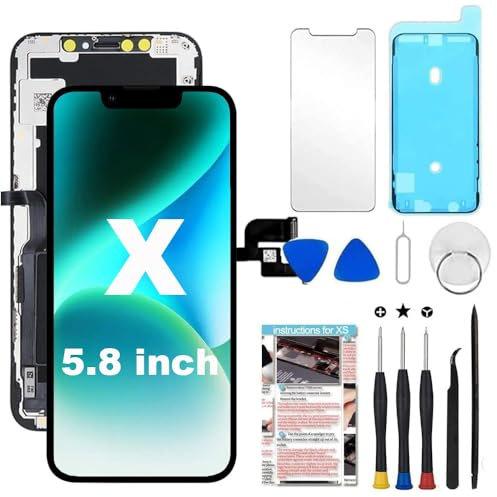 TSIOFO Display für iPhone X LCD Bildschirm Ersatz 5,8 Zoll,3D Touch Digitizer Display für iPhone X Touchscreen mit Reparatursatz, Kompatibel für Modell A1865, A1901, A1902