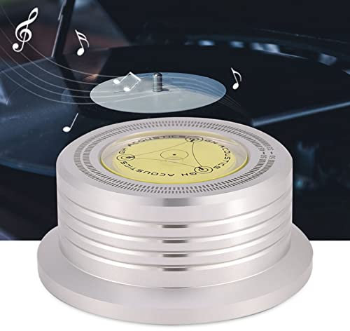 SustVita Estabilizador de Registro de 50Hz de 50Hz, sujeción de Disco de Tocadiscos de LP con Nivel de Burbujas para una Mejor reproducción (Plata)