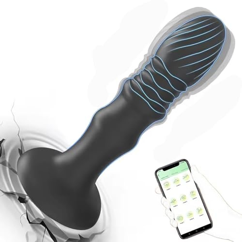 Qhysin Analvibratoren Prostata Stimulation Männer Analplug mit Stoßfunktion Analvibrator mit 9 Vibrationsmodi und 9 Teleskopmodi Schub Buttplug Vibrator Anal Dildo Sexspielzeug für Mann Frauen Paare