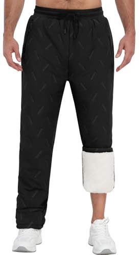 Voqeen Pantalones Chandal Hombre Invierno Termico Pantalon Forro Polar con Bolsillos de Cremallera Pantalones Jogging de Sherpa Deportivos Cintura Elástica Ajustado