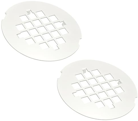 PATIKIL Tapa De Desagüe De Ducha 4-1/4 OD, 2 Pcs 304 Acero Inoxidable Redonda De Encaje Rejilla De Desagüe De Ducha Reemplazo para Baño Suelo Césped Caminos Paisajismo Patios, Blanco