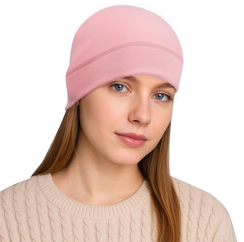 HIKENTURE Bonnet Running d’Hiver Homme Femme - Chaud, Coupe-Vent et Respirant - Sous Casque Vélo en Polaire - Pour les Sports comme Cyclisme, Course à Pied, Ski, Moto et Randonnée - Rose, 52-60CM