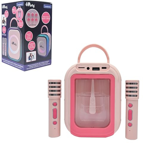Lexibook, Enceinte Karaoké sans Fil, BTC030PK | 2 micros sans fil, Batterie rechargeable, design portable, Rose