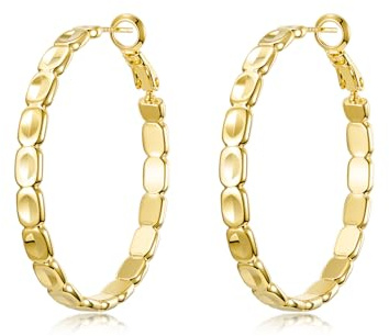 PHNIBIRD Goldene Ohrringe Damen Hypoallergene Silber 925 Creolen Gold Groß Leichtgewicht Schmuck Geschenk Mädchen 40MM