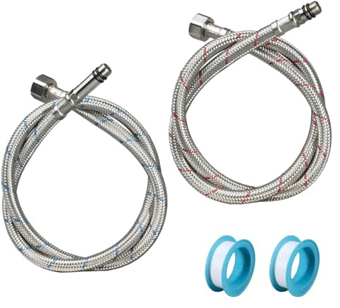 leruiyezs 2 Stück Anschlussschlauch Armatur,Flexschlauch Verlängerung 80 CM,Flexschlauch 3/8 Edelstahl Geflochten,G3/8 X M10 Wasserhahn Schlauch Verlängerung,Für Küche,Bad Mischbatterie Installation