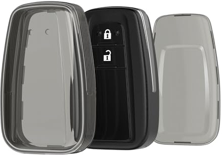 kwmobile Schlüsselhülle für Toyota 2-Tasten Smart Key Autoschlüssel Hülle - Autoschlüssel Schlüssel Hülle aus TPU Silikon - Schlüsselschutz Gehäuse in Schwarz Transparent