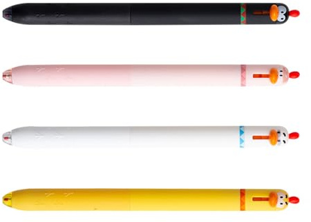 Gel-Tintenstift mit Küken-Motiv, 0,5 mm Spitze, einziehbar, schnell trocknend, zum Schreiben, Notizen, Neuheit, Druckknopf, 4 Stück