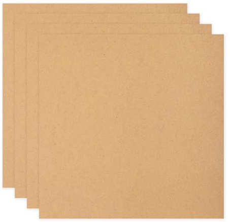 QUARKZMAN Tablero De MDF Para Manualidades, 1/12 (2mm) De Grosor, Fibra De Densidad Media Sin Acabar Para Proyectos DIY, Clases De Arte, Carpintería, Pintura (4 X 4 Pulg, 4Pcs)