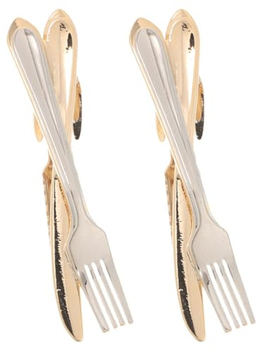 Hohopeti 2pcs Unique Copper Tie Clips for Men Cutlery Style Forks Design Business Suit Accessories for Wedding Meeting Formal Occasions Minimalist Elegant Tie Holders