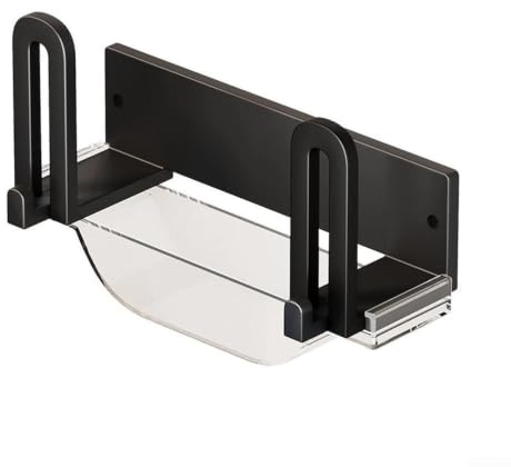 Shophubio No Drill Router Shelf Carbon Steel Wall Mount WiFi Stand Adjustable Modem Rack Strong Hook Internet Box Organiser Broadband Equipment Holder(A Black)
