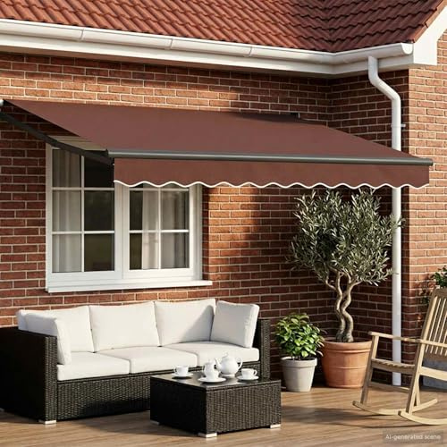 Ordellia Tenda da sole elettrica estensibile marrone, 3,5 x 2 m, con sensore meteorologico LED, telaio in alluminio, motorizzata elettricamente, ideale per terrazza, giardino, balcone, protezione UV