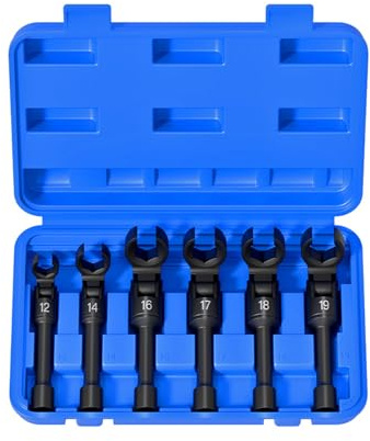 of 6 Mechanics 3 / 8Inch Drive Fuels Injectors Socket Wrench Set in Six Metric Size for Professional Repairs Use Fuels Pipe Socket Wrench