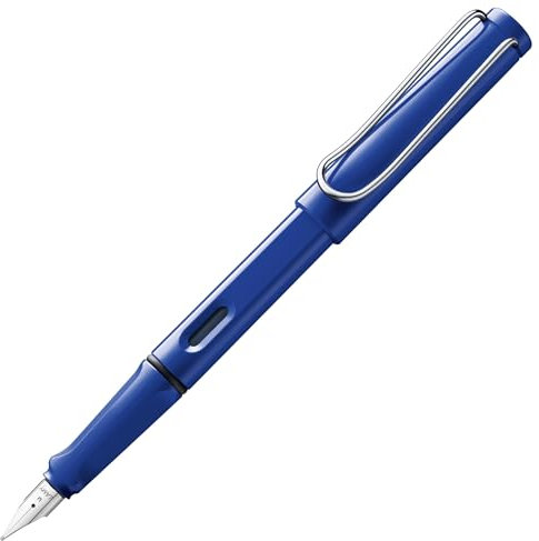Lamy safari blue Füller - Füllhalter mit ergonomischem Griff & polierter Stahlfeder in Strichbreite F - robuster ASA-Kunststoff - inkl. Tintenpatrone T 10 blau - Rechtshänder