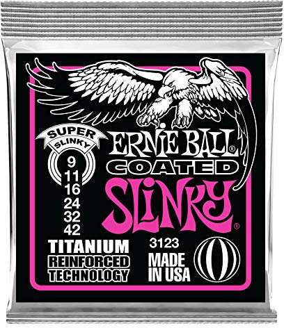 Ernie Ball, Super Slinky Coated Titanium RPS, Corde per chitarra elettrica, diametro 9-42