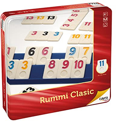 Cayro – Rummi – ab 8 Jahren – klassisches Modell – lustige Brettspiele für Kinder und Erwachsene – 106 Teile, 1 Stofftasche und 4 Ständer – 2 bis 4 Spieler