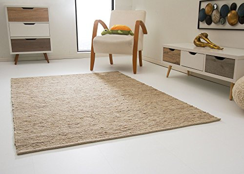 Steffensmeier Leutasch Handwebteppich aus 100% Schurwolle mit Fusselstopp - gewalkt - Natur dunkel, Größe: 130x190 cm