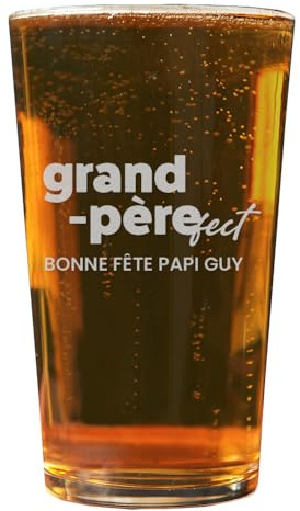 CADEAUX.COM - Verre à Bière - Grand Père-fect - Chope à Bière Personnalisable - Idee Cadeau Homme Personnalisé - Verre a Biere Personnalisable Message - Fête des Grands-Pères - Cadeau Papy