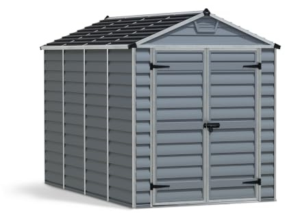 Canopia by Palram Gerätehaus Garten Skylight 6x10 Geräteschuppen Metall 185 x 304 cm Anthrazit Polycarbonatplatten rostbeständig UV-Schutz