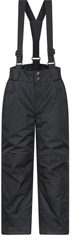 Mountain Warehouse Raptor Kids Snow Pants - Snowproof Boys Ski Trousers, Detachable Braces Bottoms - Ideal for Winter Skiing Holidays & Snowboarding Black Kids Size 11-12 Years