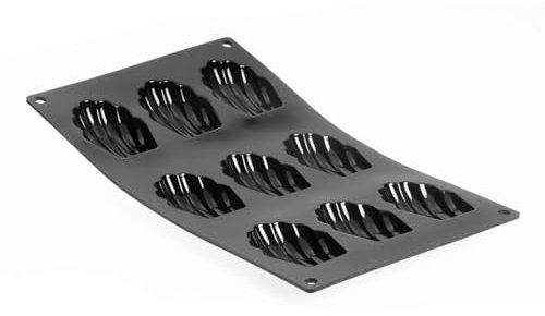 De Buyer Moulflex Standard Stampi in Silicone per Madeleines, Lunghezza cm 7.5, 1966.01, Nero, 17.5 cm x 30 cm