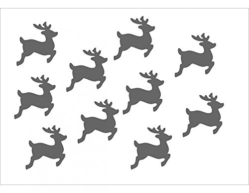 Miniblings 10x Bügelbilder Aufnäher 28mm Flock Hirsch Reh Rehe grau | Zum Aufbügeln auf Textil, flexible Folie, mit Kinder und Bügelflicken