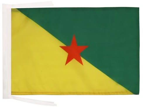 AZ FLAG Drapeau Guyane française 45x30 cm Polyester 100D Cordelettes | Usage intérieur et extérieur Drapeau décoratif guyanais coutures doubles et bords renforcés