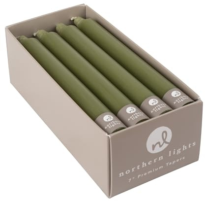 Northern Lights Candles - 7 12pk Tapers - Moss Green - 71734